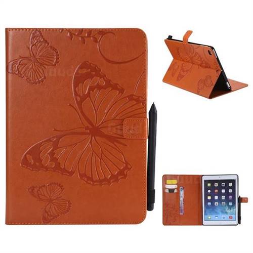 Embossing 3D Butterfly Leather Wallet Case for iPad Air iPad5 - Orange