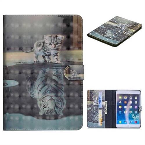 Tiger and Cat 3D Painted Leather Tablet Wallet Case for iPad Air iPad5