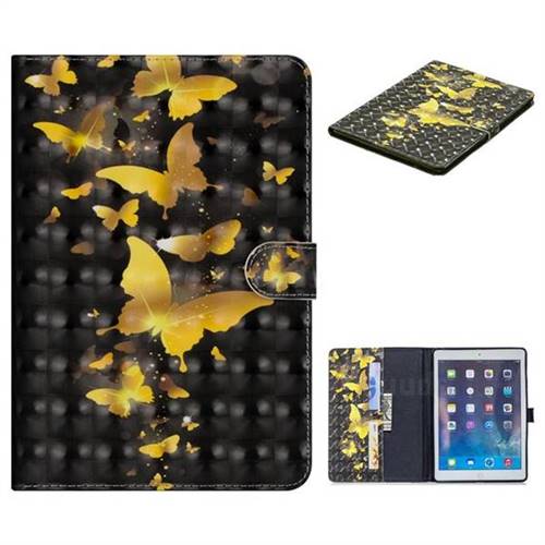 Golden Butterfly 3D Painted Leather Tablet Wallet Case for iPad Air iPad5