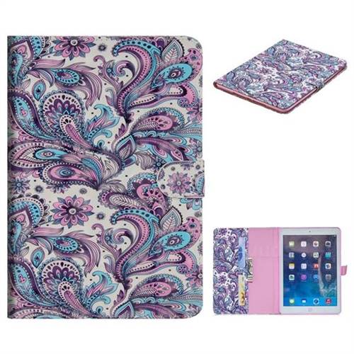 Swirl Flower 3D Painted Leather Tablet Wallet Case for iPad Air iPad5