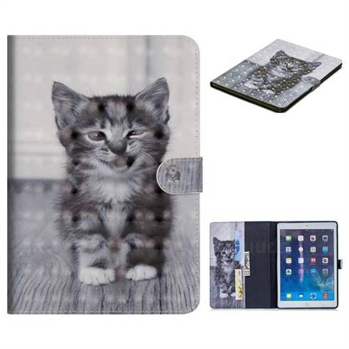 Smiling Cat 3D Painted Leather Tablet Wallet Case for iPad Air iPad5