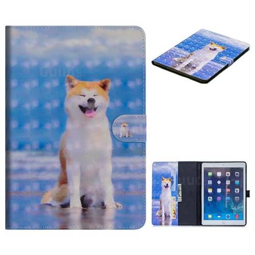 Smiley Shiba Inu 3D Painted Leather Tablet Wallet Case for iPad Air iPad5