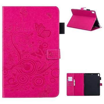 Intricate Embossing Butterfly Circle Leather Wallet Case for iPad Air iPad5 - Red