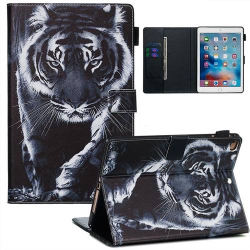 Black and White Tiger Matte Leather Wallet Tablet Case for iPad Air iPad5