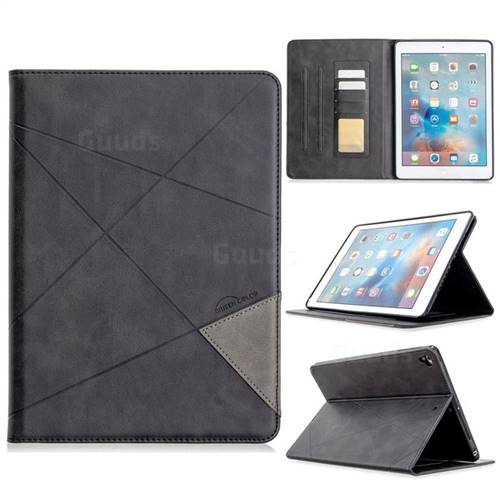 Binfen Color Prismatic Slim Magnetic Sucking Stitching Wallet Flip Cover for iPad Air iPad5 - Black