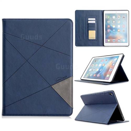 Binfen Color Prismatic Slim Magnetic Sucking Stitching Wallet Flip Cover for iPad Air iPad5 - Blue