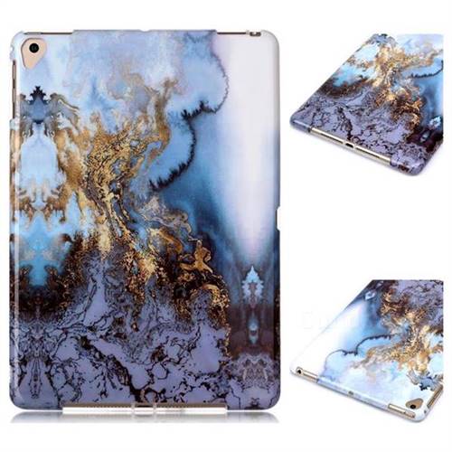 Sea Blue Marble Clear Bumper Glossy Rubber Silicone Phone Case for iPad Air 2 iPad6