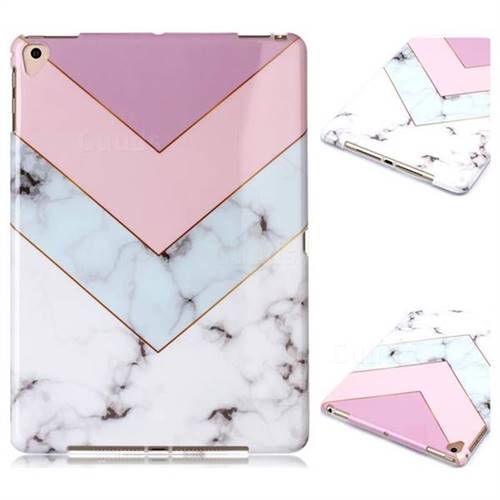 Stitching Pink Marble Clear Bumper Glossy Rubber Silicone Phone Case for iPad Air 2 iPad6