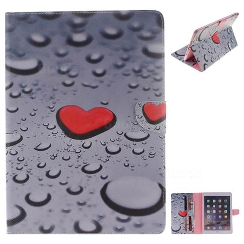 Heart Raindrop Painting Tablet Leather Wallet Flip Cover for iPad Air 2 iPad6
