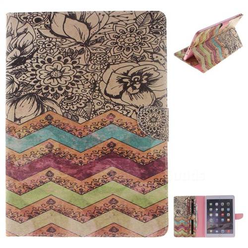 Wave Flower Painting Tablet Leather Wallet Flip Cover for iPad Air 2 iPad6