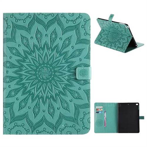 Embossing Sunflower Leather Flip Cover for iPad Air 2 iPad6 - Green
