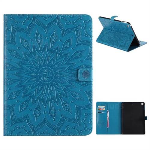 Embossing Sunflower Leather Flip Cover for iPad Air 2 iPad6 - Blue