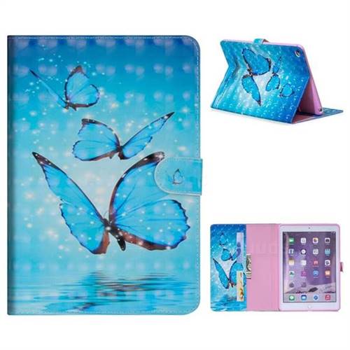 Blue Sea Butterflies 3D Painted Leather Tablet Wallet Case for iPad Air 2 iPad6