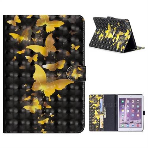 Golden Butterfly 3D Painted Leather Tablet Wallet Case for iPad Air 2 iPad6