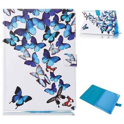 Blue Vivid Butterflies Folio Stand Leather Wallet Case for iPad Air 2 iPad6