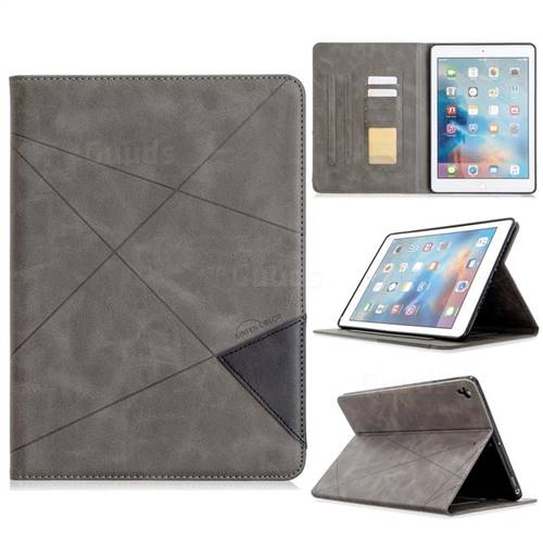 Binfen Color Prismatic Slim Magnetic Sucking Stitching Wallet Flip Cover for iPad Air 2 iPad6 - Gray