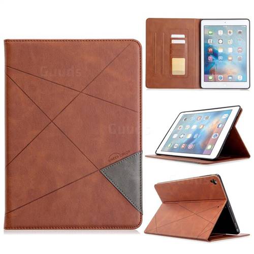 Binfen Color Prismatic Slim Magnetic Sucking Stitching Wallet Flip Cover for iPad Air 2 iPad6 - Brown