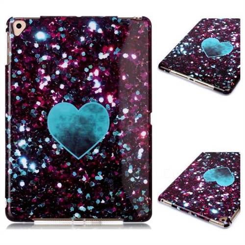 Glitter Green Heart Marble Clear Bumper Glossy Rubber Silicone Phone Case for iPad 9.7 2017 9.7 inch