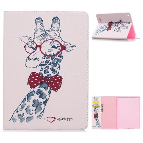 Glasses Giraffe Folio Stand Leather Wallet Case for iPad Pro 9.7 2017 9.7 inch