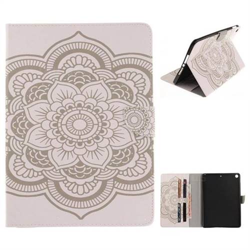 White Flowers Painting Tablet Leather Wallet Flip Cover for iPad 9.7 2017 9.7 inch