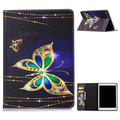 Golden Shining Butterfly Folio Stand Leather Wallet Case for iPad Pro 9.7 2017 9.7 inch