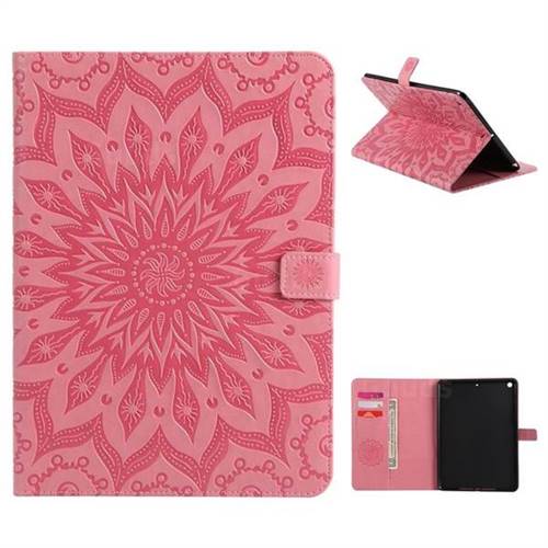 Embossing Sunflower Leather Flip Cover for iPad Pro 9.7 2017 9.7 inch - Pink
