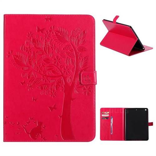 Embossing Butterfly Tree Leather Flip Cover for iPad 9.7 2017 9.7 inch - Rose
