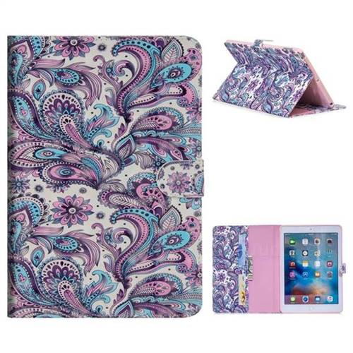 Swirl Flower 3D Painted Leather Tablet Wallet Case for iPad 9.7 2017 9.7 inch