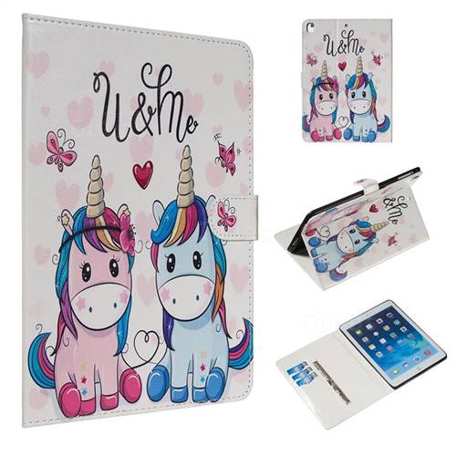 Couple Unicorn Smooth Leather Tablet Wallet Case for iPad 9.7 2017 9.7 inch