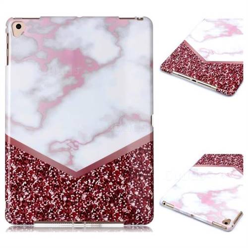 Stitching Rose Marble Clear Bumper Glossy Rubber Silicone Phone Case for Apple iPad 9.7 (2018)
