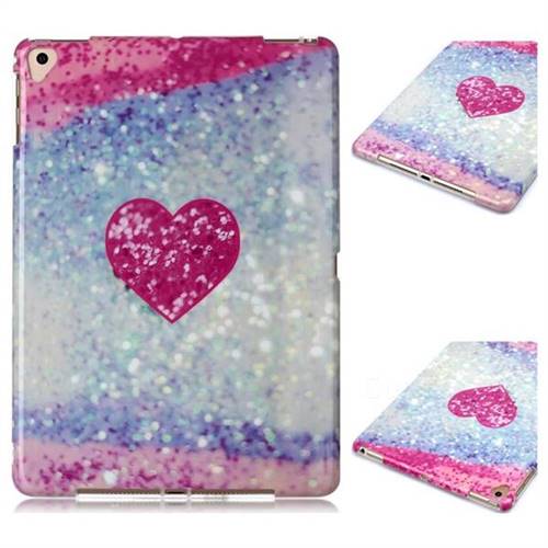 Glitter Rose Heart Marble Clear Bumper Glossy Rubber Silicone Phone Case for Apple iPad 9.7 (2018)