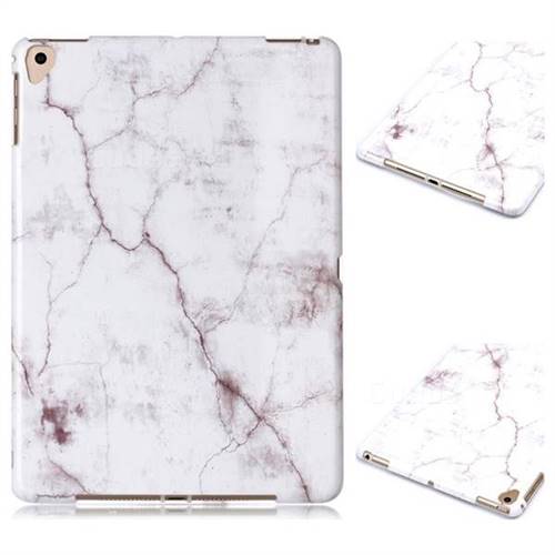 White Smooth Marble Clear Bumper Glossy Rubber Silicone Phone Case for Apple iPad 9.7 (2018)