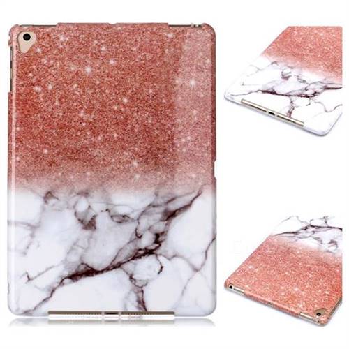 Glittering Rose Gold Marble Clear Bumper Glossy Rubber Silicone Phone Case for Apple iPad 9.7 (2018)