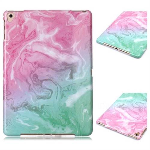 Pink Green Marble Clear Bumper Glossy Rubber Silicone Phone Case for Apple iPad 9.7 (2018)