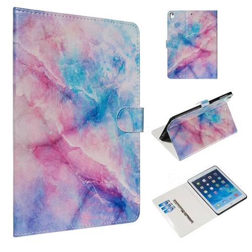 Blue Pink Marble Smooth Leather Tablet Wallet Case for Apple iPad