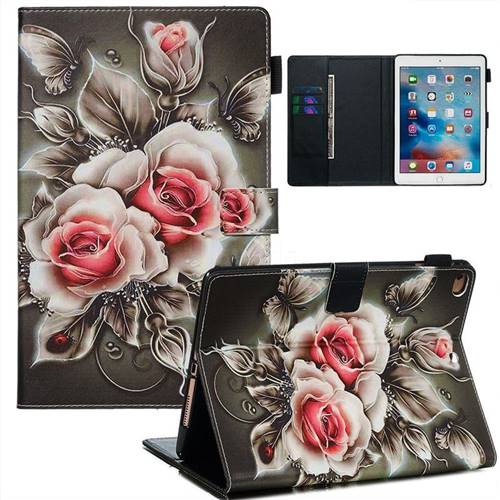Black Rose Matte Leather Wallet Tablet Case for Apple iPad 9.7 (2018)