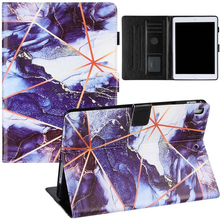 Starry Blue Stitching Color Marble Leather Flip Cover for Apple iPad 9.7 (2018)