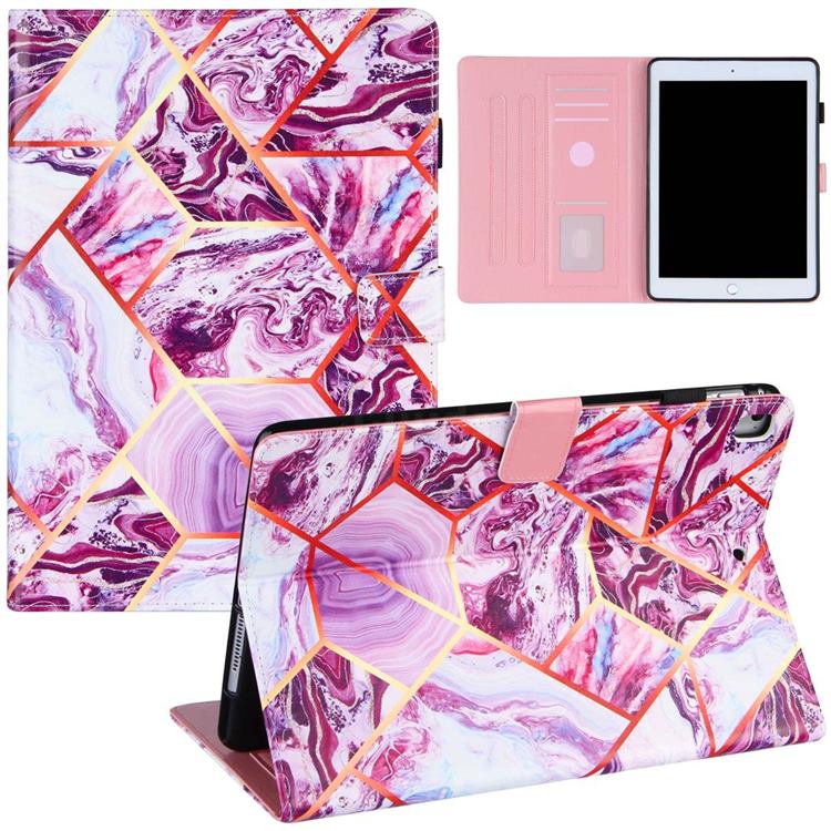 Dream Purple Stitching Color Marble Leather Flip Cover for Apple iPad 9.7 (2018)