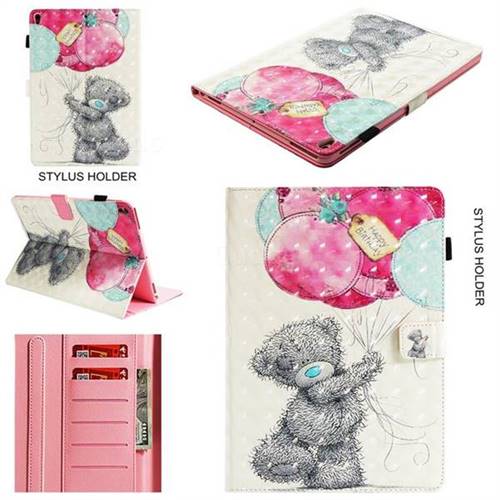 Gray Bear 3D Painted Leather Wallet Tablet Case for iPad Air (3rd Gen) 10.5 2019