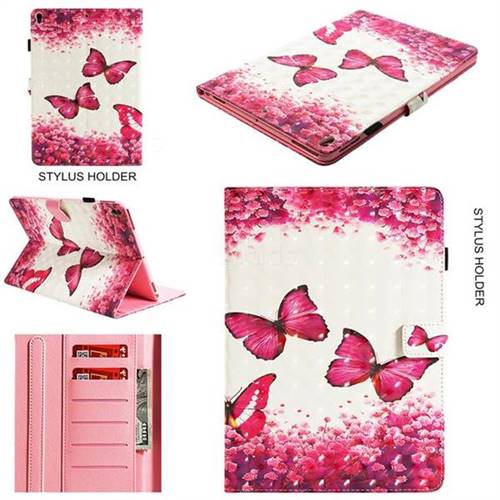 Rose Butterfly 3D Painted Leather Wallet Tablet Case for iPad Air (3rd Gen) 10.5 2019