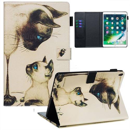 Cat Confrontation Matte Leather Wallet Tablet Case for iPad Air (3rd Gen) 10.5 2019
