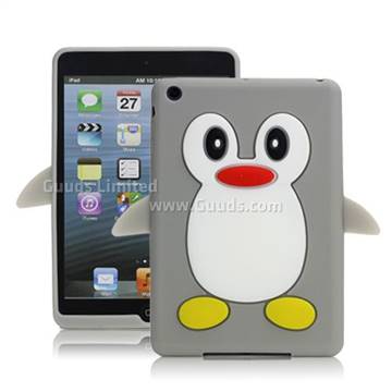 Hot 3D Penguin Soft Silicone Case Cover for iPad Mini / iPad Mini 2 / iPad Mini 3 - Grey