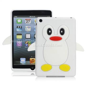 Hot 3D Penguin Soft Silicone Case Cover for iPad Mini / iPad Mini 2 / iPad Mini 3 - White