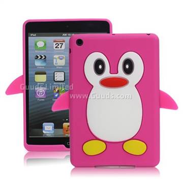 Hot 3D Penguin Soft Silicone Case Cover for iPad Mini / iPad Mini 2 / iPad Mini 3 - Rose