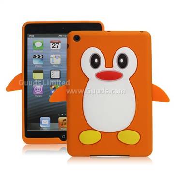 Hot 3D Penguin Soft Silicone Case Cover for iPad Mini / iPad Mini 2 / iPad Mini 3 - Orange