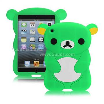 Bear Rubberized Silicone Gel Case Cover for iPad Mini / iPad Mini 2 / iPad Mini 3 - Green