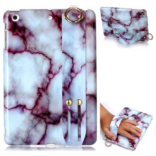 Bloody Lines Marble Clear Bumper Glossy Rubber Silicone Wrist Band Tablet Stand Holder Cover for iPad Mini 1 2 3