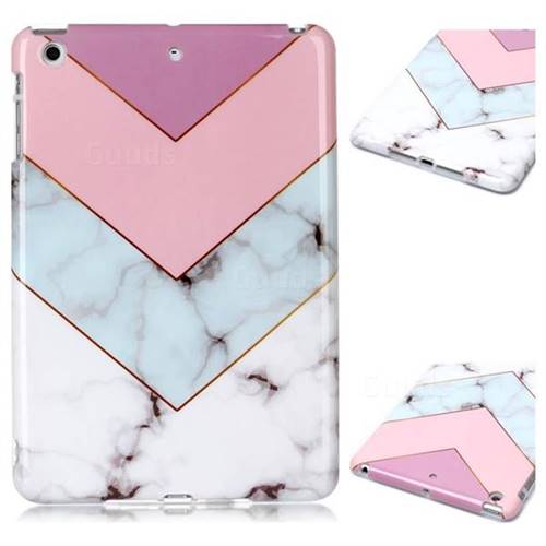 Stitching Pink Marble Clear Bumper Glossy Rubber Silicone Phone Case for iPad Mini 1 2 3