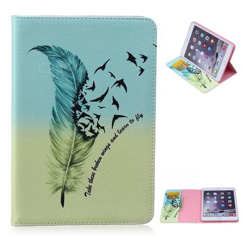 Folio Stand Leather Wallet Case for iPad Mini / iPad Mini 2 / iPad Mini 3 - Feather Bird