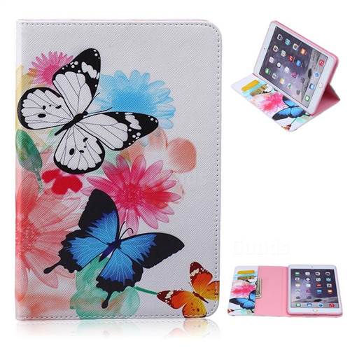Folio Stand Leather Wallet Case for iPad Mini / iPad Mini 2 / iPad Mini 3 - Vivid Flying Butterflies